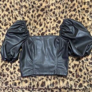Brand new H&M black pleather top, size xxs